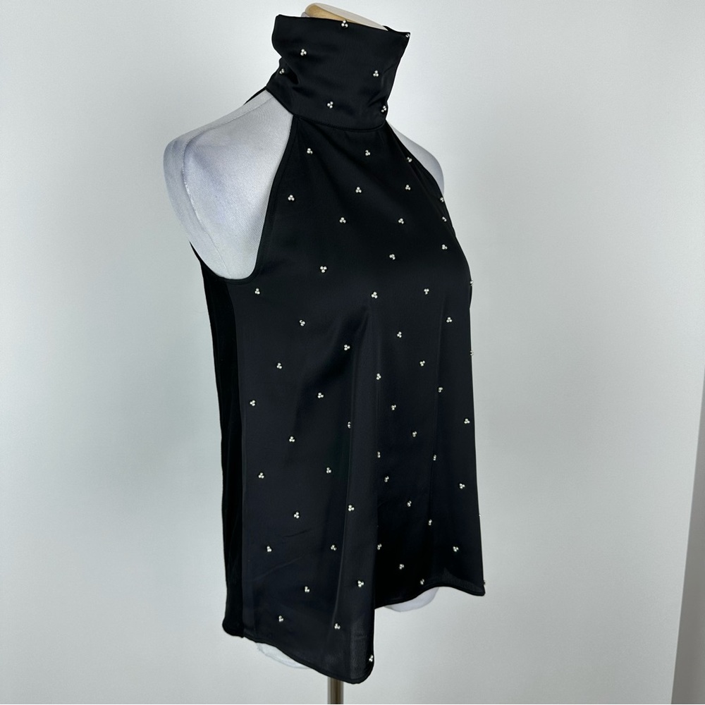 Ann Taylor Pearlized Detail Black Halter Top Size Small Petite - Picture 5 of 8